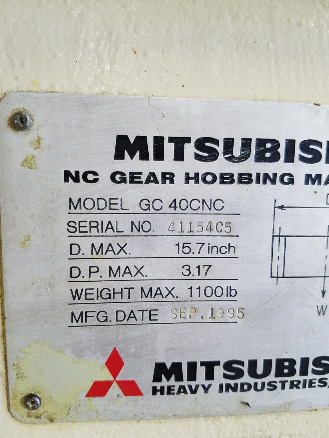 1995 MITSUBISHI GC-40 GEAR HOBBERS (CNC) | Piselli Enterprises