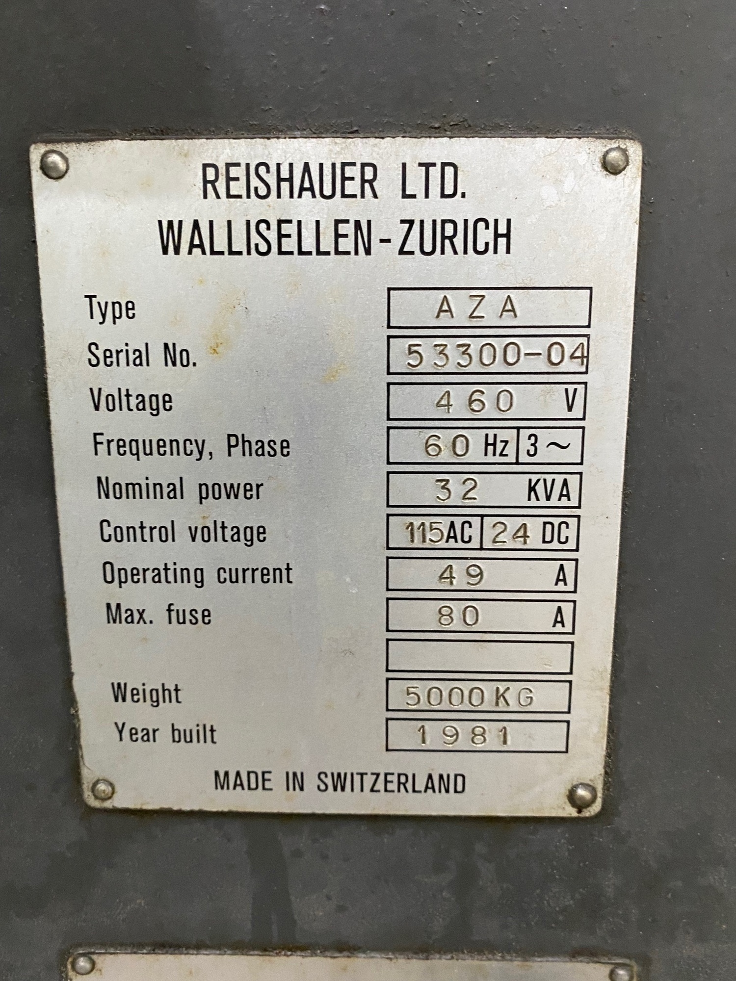 1981 REISHAUER AZA GEAR GRINDERS (CNC) | Piselli Enterprises